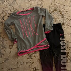 Nike 2T Pink and Gray athletic outfit